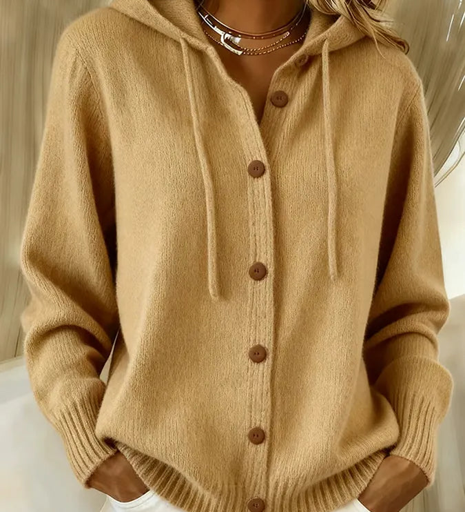 Mathilde | Veste en Maille avec Capuche et Boutons