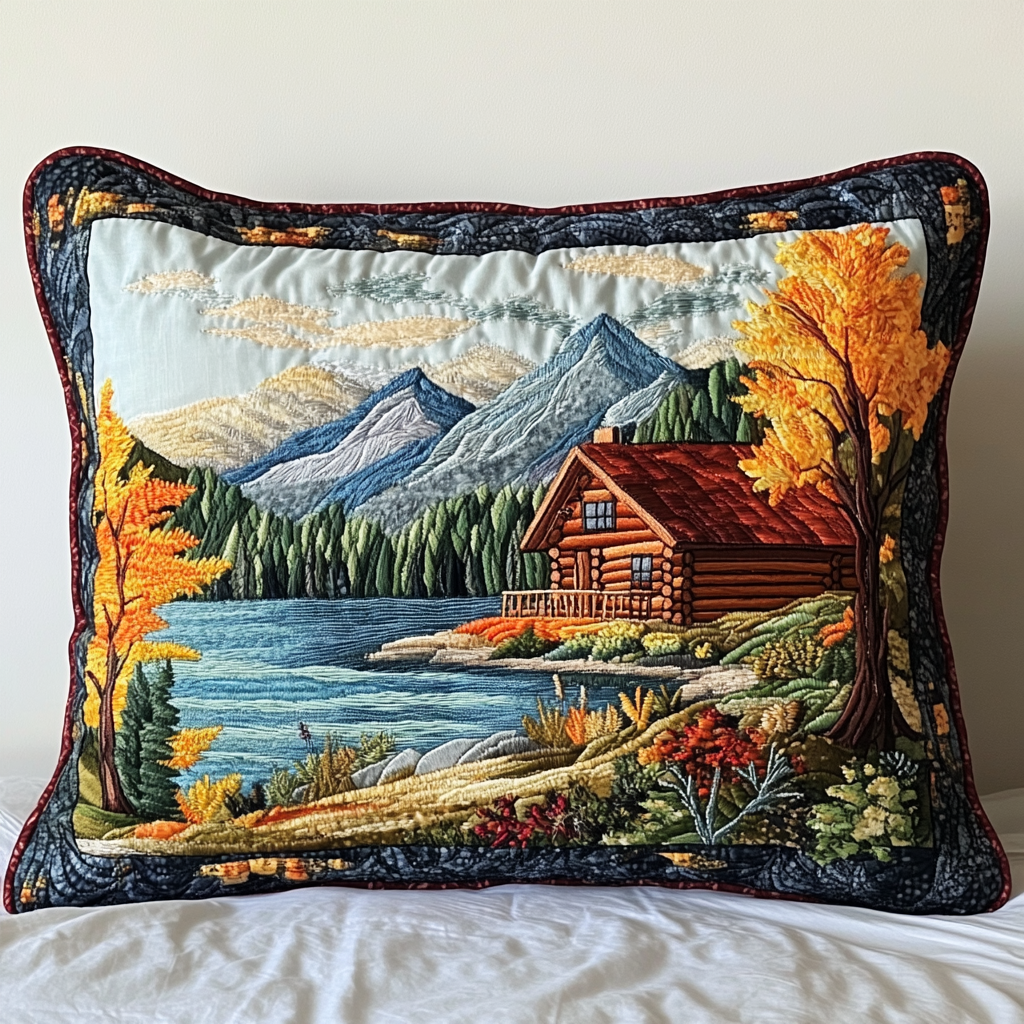 Taie d'oreiller matelassée - Lac de montagne
