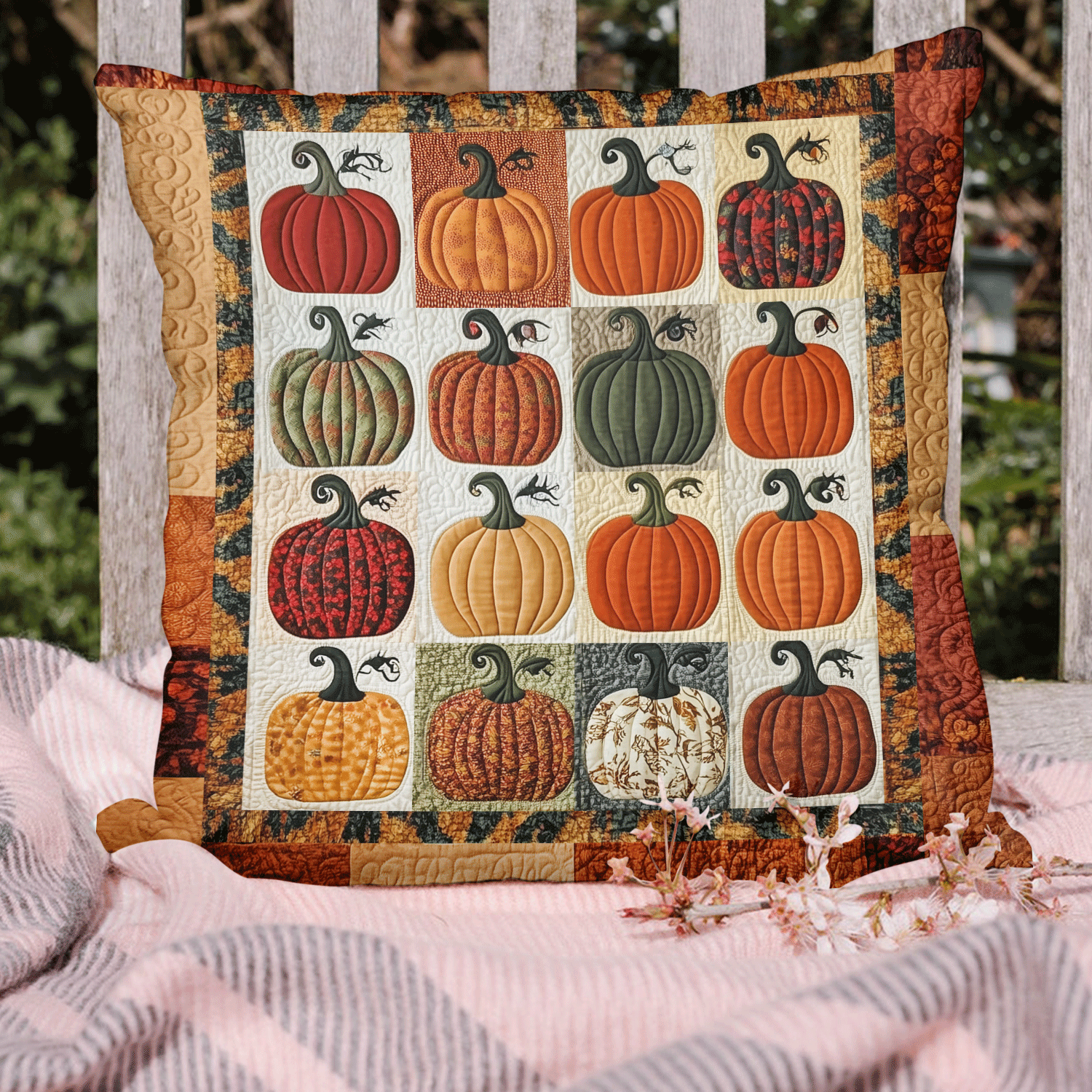 Housse de coussin matelassée - Citrouilles d'automne, vue 2