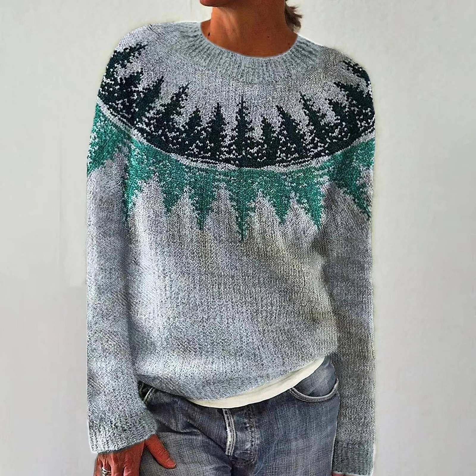Clémence | Pull rétro à motif sapins