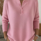 Gabrielle | Pull en Tricot avec Boutons Henley