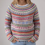 Anaïs | Pull rétro gris à jacquard multicolore