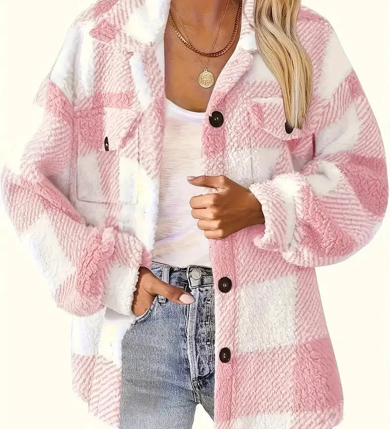 Marceline - Veste en Polaire à Carreaux Élégante