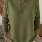 Gabrielle | Pull en Tricot avec Boutons Henley
