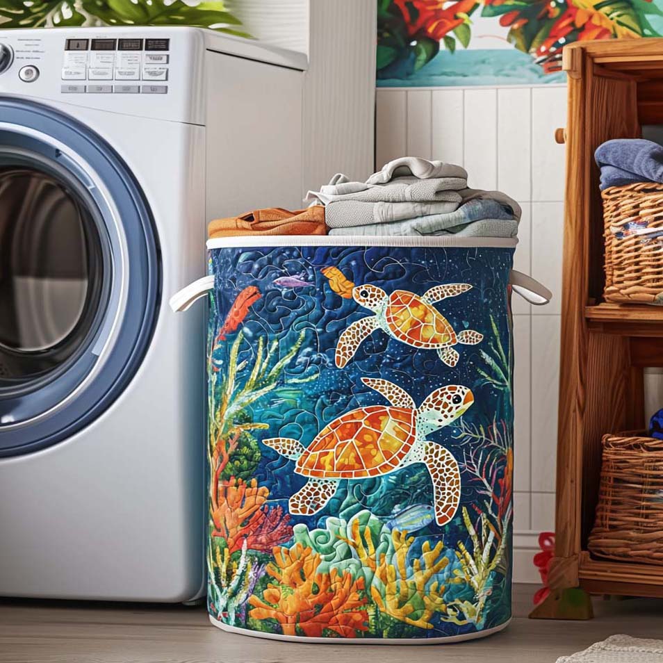 Panier à linge matelassé - Tortue de Mer