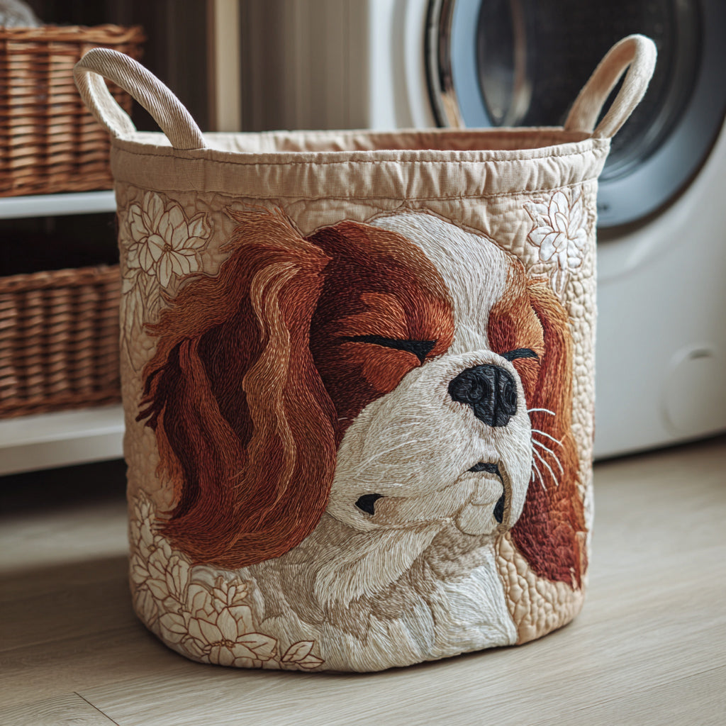 Panier à linge matelassé Cavalier King Charles – Manon Deauville