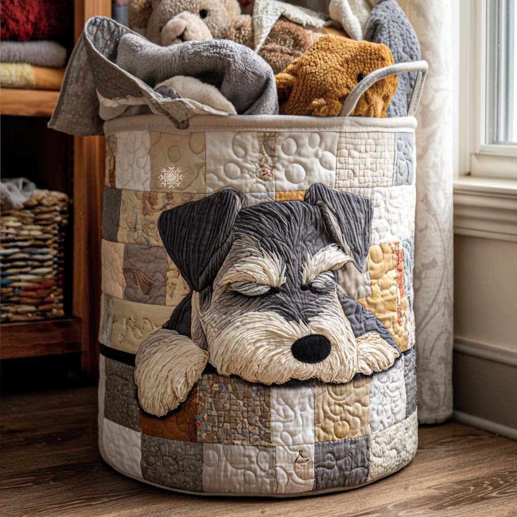 Panier à linge matelassé Schnauzer endormi – Manon Deauville