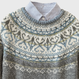 Dominique | Pull rétro gris clair à motif norvégien