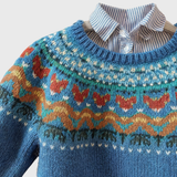 Aurélie | Pull rétro bleu à motif norvégien