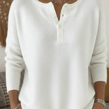 Gabrielle | Pull en Tricot avec Boutons Henley