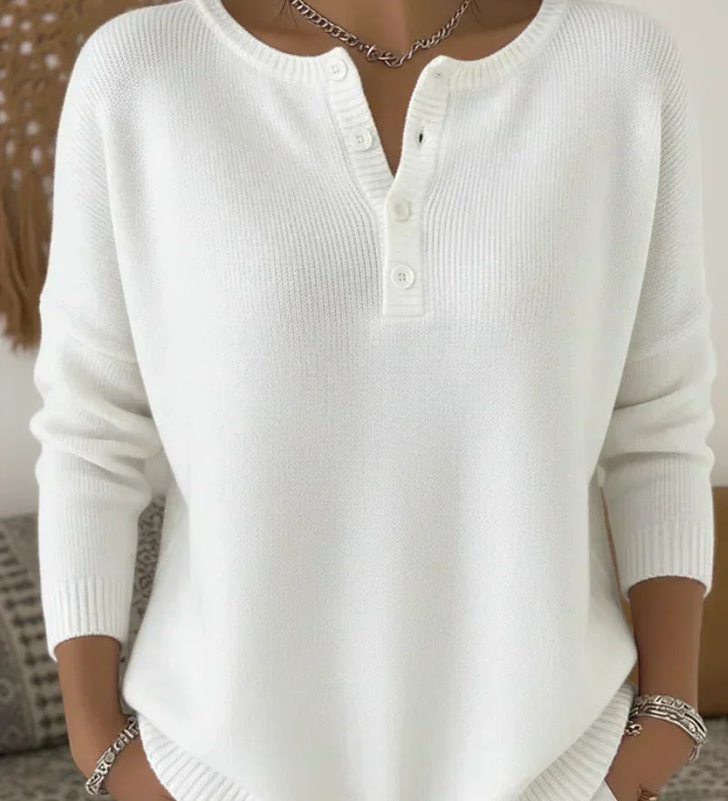 Gabrielle | Pull en Tricot avec Boutons Henley