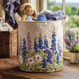 Panier à linge matelassé - Lupin Bleu