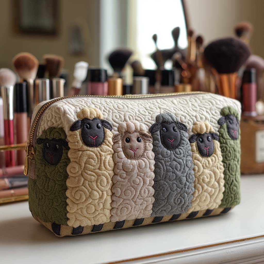 Trousse de toilette matelassée - Moutons