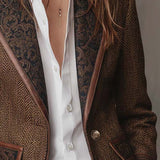 Blazer Femme à Panneaux Imprimés en Herringbone