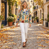Bérangère | Cardigan à motif floral botanique