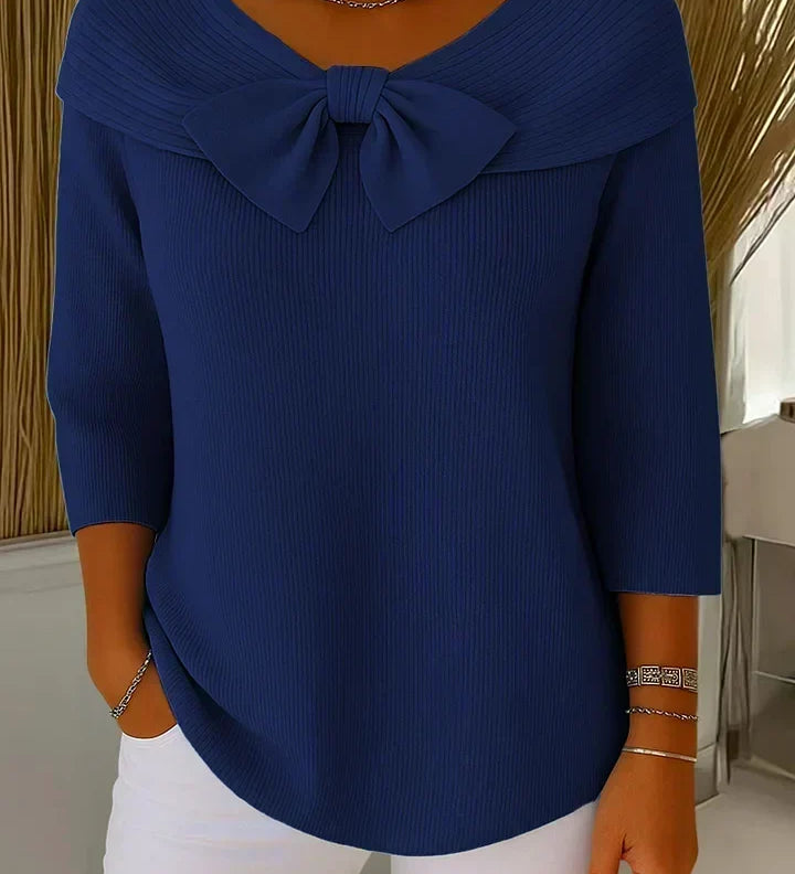 Adèle | Pull avec Nœud et Col Rond
