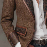 Blazer Femme à Panneaux Imprimés en Herringbone