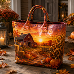 Sac cabas en PVC - Ferme au coucher du soleil
