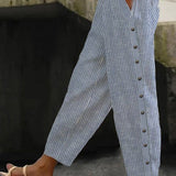Lucienne - Pantalon à Boutons Rayé