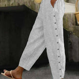 Lucienne - Pantalon à Boutons Rayé