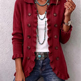 Rosalie | Veste en maille côtelée rouge rubis