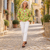 Émeline | Cardigan vert à motif floral