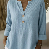 Solène | T-shirt Henley à Texture Gofrée avec Boutons
