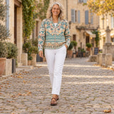 Ginette | Cardigan à bordure florale