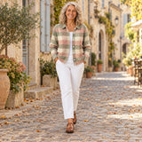 Grace | Cardigan tricot à carreaux pastel