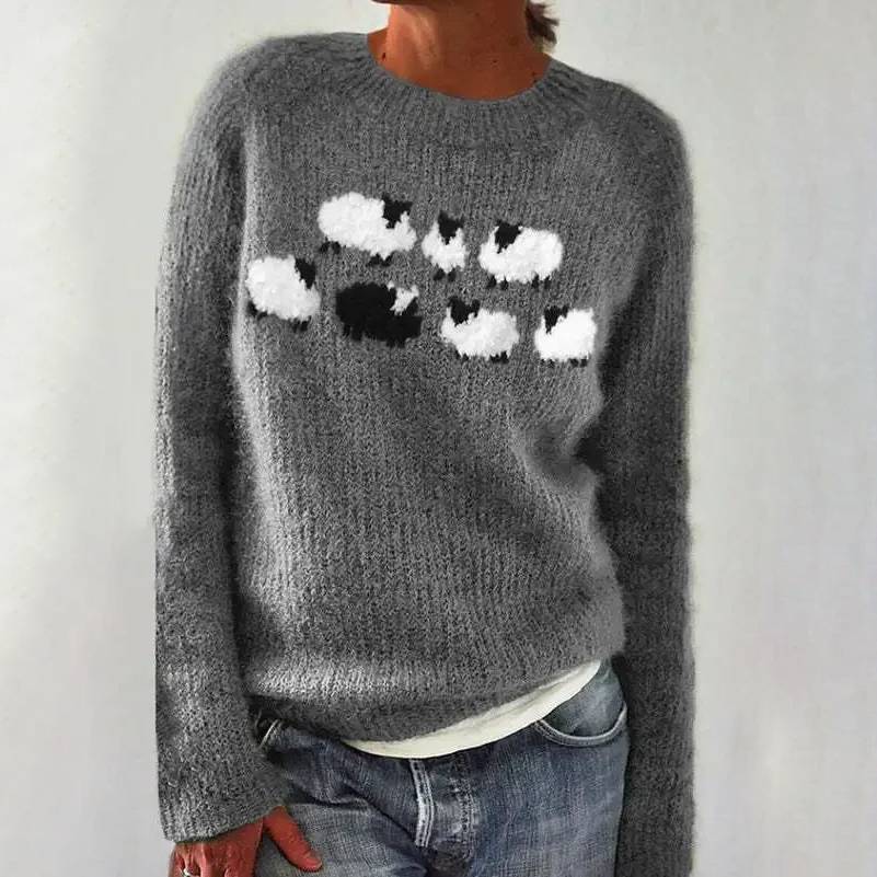 Mélanie | Pull à motif moutons