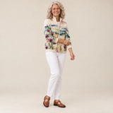 Henriette | Cardigan à motif de chardons et de paysage