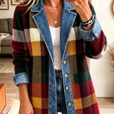 Isabelle | Veste en Jean à Carreaux et Color Block