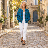 Kelsey | Cardigan tricot brossé à carreaux