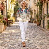 Marion | Cardigan à motif de plumes de paon