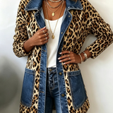 Louise | Veste longue léopard et denim