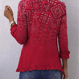 Christelle | Veste bohème paisley ombrée à volants