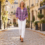 Rebecca | Cardigan à carreaux coupe décontractée