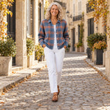 Zafira | Cardigan à carreaux bleu chaud